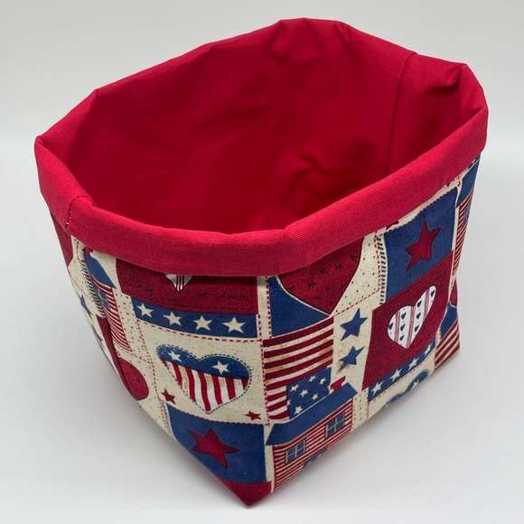 NEW Handmade Fabric Basket / USA Home Decor / 4th of July Decor - Picture 2 of 3